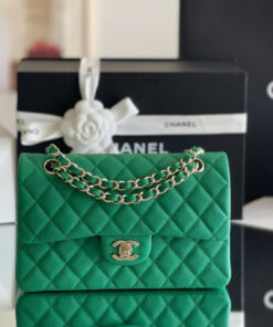 CHANEL CLASSIC - 23 - GREEN - CAVIAR - GOLD CHAMPAGNE
