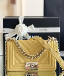 CHANEL BOY – SMALL – YELLOW – CAVIAR – GOLD CHAMPAGNE