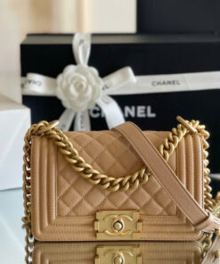 CHANEL BOY – SMALL – BEIGE – CAVIAR – GOLD