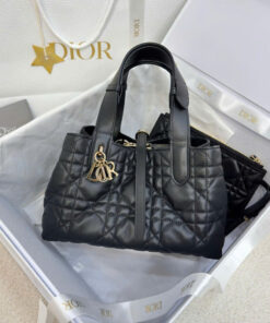 DIOR TOUJOURS BAG - SMALL - BLACK - CALFSKIN - GOLD
