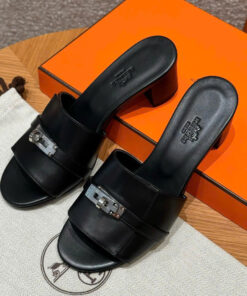 HERMES GIGI 50 SANDAL - NOIR - SWIFT - PHW
