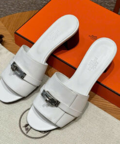 HERMES GIGI 50 SANDAL - BLANC - SWIFT - PHW