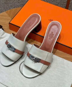 HERMES GIGI 50 SANDAL - CRAIE / NUDE PINK - SWIFT - PHW