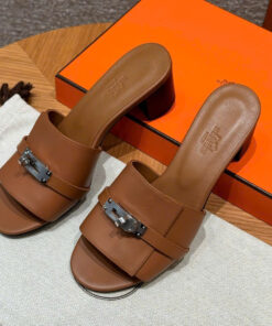 HERMES GIGI 50 SANDAL - GOLD - SWIFT - PHW