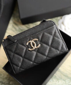 CHANEL WALLET 24B - BLACK - CAVIAR - GOLD