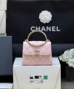 CHANEL KELLY HANDLE 25S - MINI - LIGHT PINK - CAVIAR - GOLD CHAMPAGNE