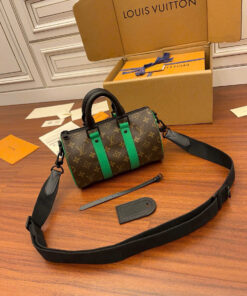 LV KEEPALL BANDOULIERE - 25 - BROWN - MONOGRAM CANVAS - BLACK