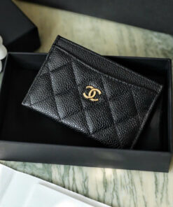 CHANEL CLASSIC CARD HOLDER - BLACK - CAVIAR - GOLD