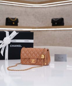 CHANEL FLAP BAG WITH CHAIN – SMALL - CAMEL – LAMBSKIN – GOLD