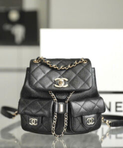 CHANEL BACKPACK – MINI - BLACK – LAMBSKIN – GOLD