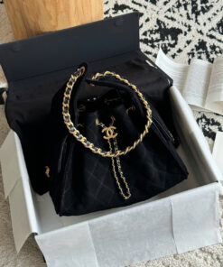 CHANEL 25 – SMALL – BLACK – SUEDE – GOLD