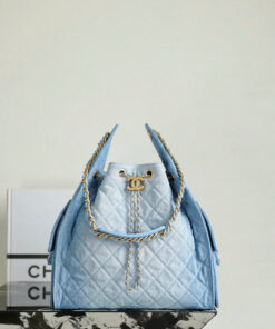 CHANEL 25 – MEDIUM – BLUE – DENIM – GOLD