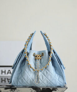 CHANEL 25 – SMALL – BLUE – DENIM – GOLD
