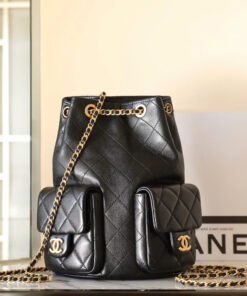 CHANEL BACKPACK – SMALL - BLACK – LAMBSKIN – GOLD