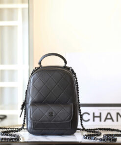 CHANEL 24C BACKPACK - MINI - BLACK - LAMBSKIN - BLACK