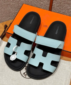 HERMES CHYPRE SANDAL - BLEU CRISTAUX - EPSOM