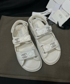 CHANEL QUILTED DAD SANDAL - WHITE - LAMBSKIN