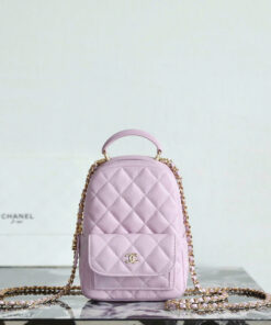 CHANEL 24C BACKPACK - MINI - LIGHT PURPLE - CAVIAR - GOLD CHAMPAGNE