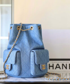 CHANEL BACKPACK – SMALL – BLUE – DENIM – GOLD
