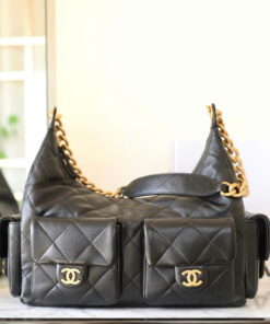 CHANEL HOBO 25C – MEDIUM – BLACK – LAMBSKIN – GOLD