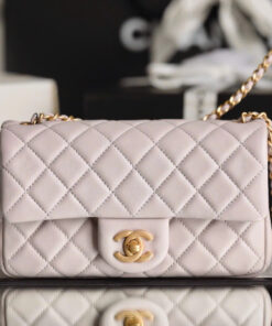 CHANEL FLAP BAG WITH CHAIN – SMALL – LIGHT PURPLE – LAMBSKIN – GOLD