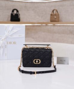 DIOR JOLIE TOP HANDLE – SMALL – BLACK  – CALFSKIN – GOLD
