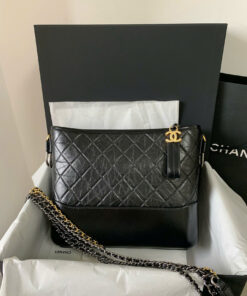 CHANEL GABRIELLE - MEDIUM - BLACK - SHINY CALFSKIN - GOLD