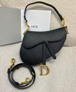 DIOR SADDLE - MINI - BLACK - GRAINED CALFSKIN - GOLD