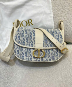 DIOR 30 MONTAIGNE SATCHEL BAG - MEDIUM - BLUE - CANVAS - GOLD