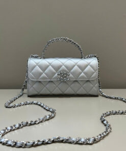 CHANEL KELLY TOP HANDLE 25S – SILVER – LAMBSKIN – SILVER