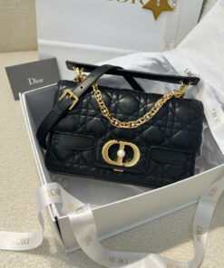 DIOR JOLIE TOP HANDLE – SMALL – BLACK  – CALFSKIN – GOLD