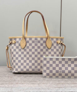 LV NEVERFULL - PM - BEIGE - DAMIER AZUR CANVAS - GOLD