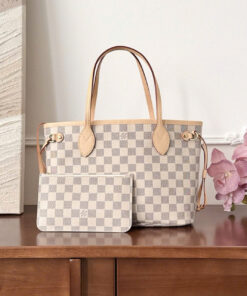 LV NEVERFULL - PM - BEIGE - DAMIER AZUR CANVAS - GOLD
