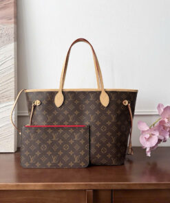 LV NEVERFULL – MM – BROWN – MONOGRAM CANVAS – GOLD