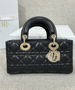DIOR LADY D-JOY - SMALL – BLACK – LAMBSKIN – GOLD