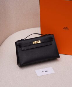 HERMES KELLY POCHETTE – NOIR – EPSOM – GHW