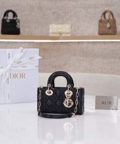 DIOR LADY D-JOY – MINI – BLACK - LAMBSKIN – GOLD