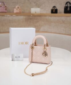 DIOR LADY – MINI – POWDER PINK – LAMBSKIN – GOLD