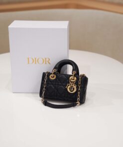 DIOR LADY D-JOY – MICRO – BLACK – LAMBSKIN – GOLD