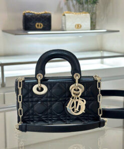 DIOR LADY D-JOY – MINI – BLACK - LAMBSKIN – GOLD