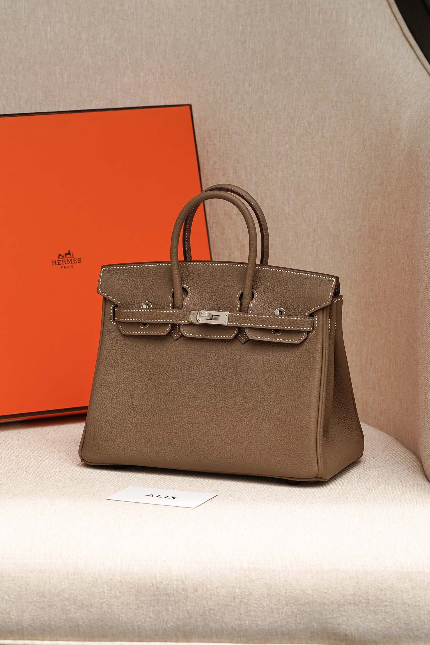 HERMES BIRKIN - 25 - ETOUPE - TOGO - PHW