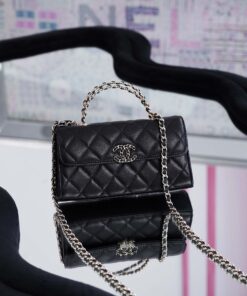 CHANEL KELLY TOP HANDLE 25S – BLACK – CAVIAR – GOLD CHAMPAGNE