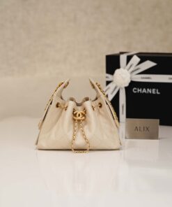 CHANEL 25 – MINI – LIGHT BEIGE – CAVIAR – AGED GOLD