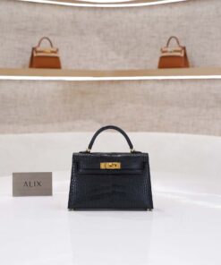 HERMES KELLY – MINI – NOIR – ALLIGATOR – GHW