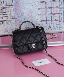 CHANEL TOP HANDLE – MINI – BLACK – SHINY LAMBSKIN – GOLD CHAMPAGNE