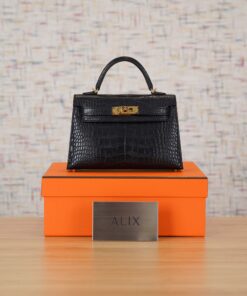 HERMES KELLY – MINI – NOIR – ALLIGATOR – GHW