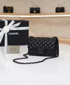 CHANEL CLASSIC MINI RECTANGLE – SO BLACK – LAMBSKIN – BLACK