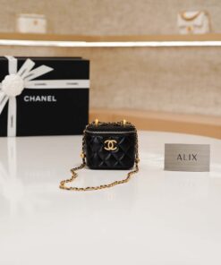CHANEL VANITY – MINI – BLACK– LAMBSKIN – GOLD