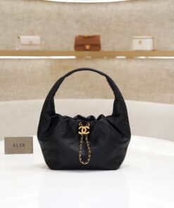 CHANEL HOBO 26C - MINI - BLACK - CALFSKIN - GOLD