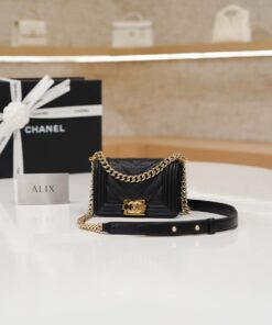 CHANEL BOY – MINI – BLACK – CAVIAR – GOLD